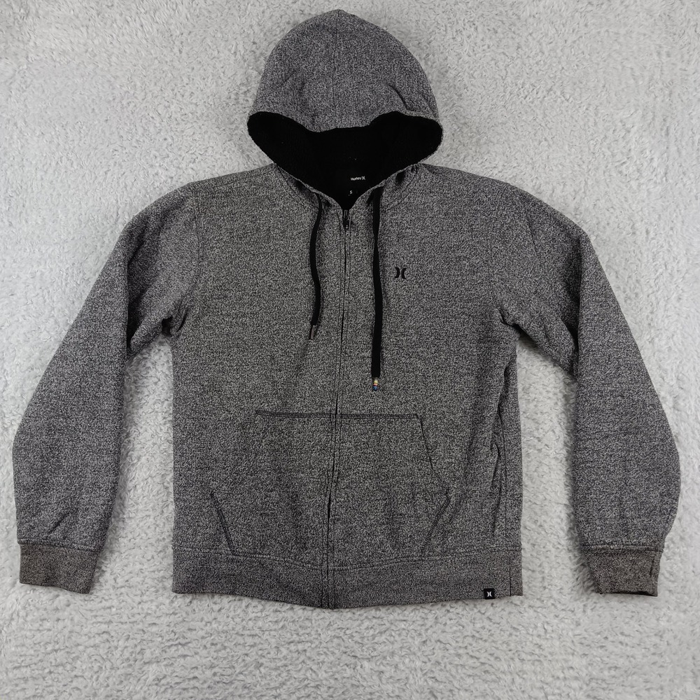 Hurley Mens Gray Marled Sherpa Lined Full Zip Hoodie Jacket Small MFT0005620